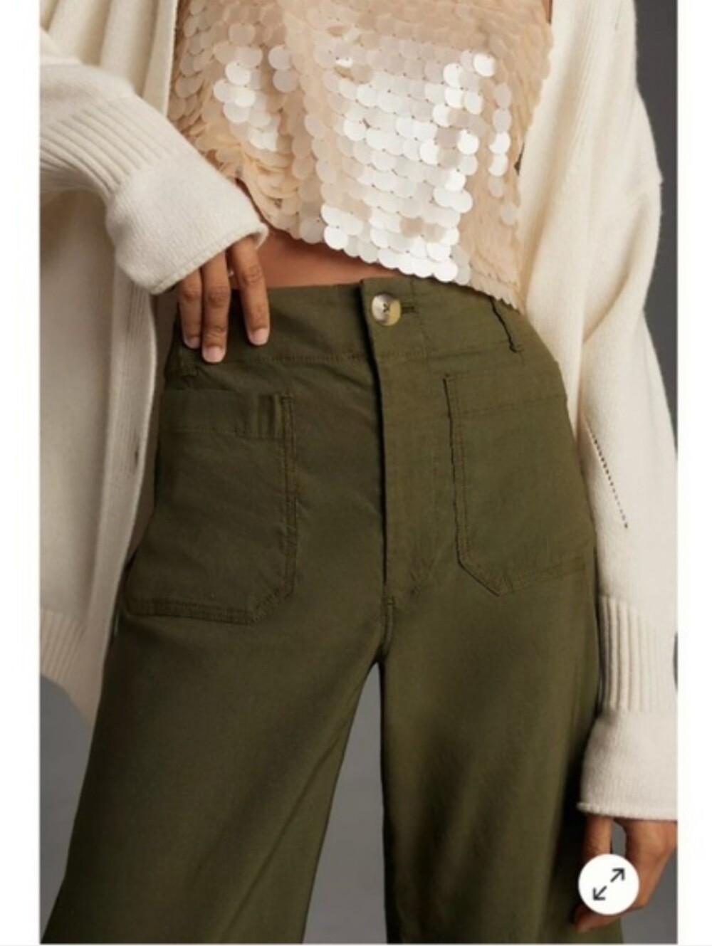 EUC ANTHROPOLOGIE MAEVE COLETTE WIDE LEG PANTS FERN SZ 31 - Picture 2 of 10